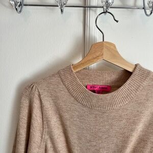 Mock Neck Wrap Front Sweater Dress | Champagne Color | Sz. M BNWT